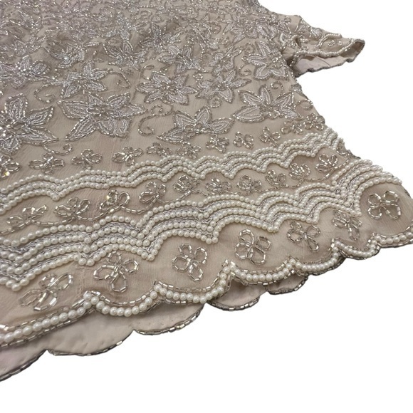 Adrianna Papell Silk Blouse Beaded Short Sleeve Size 14W Wedding Formal NWT $168 - Picture 4 of 16